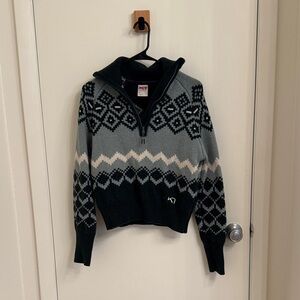 Women's Kari Traa Teal Patterned Sweater